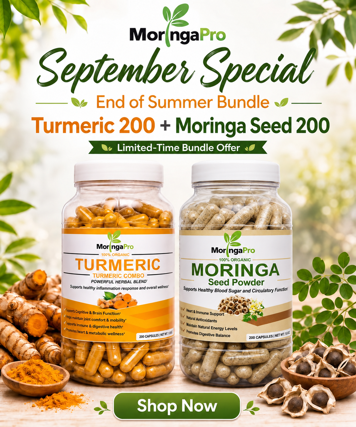 September Special: Turmeric 200 + Moringa seed 200 Bundle