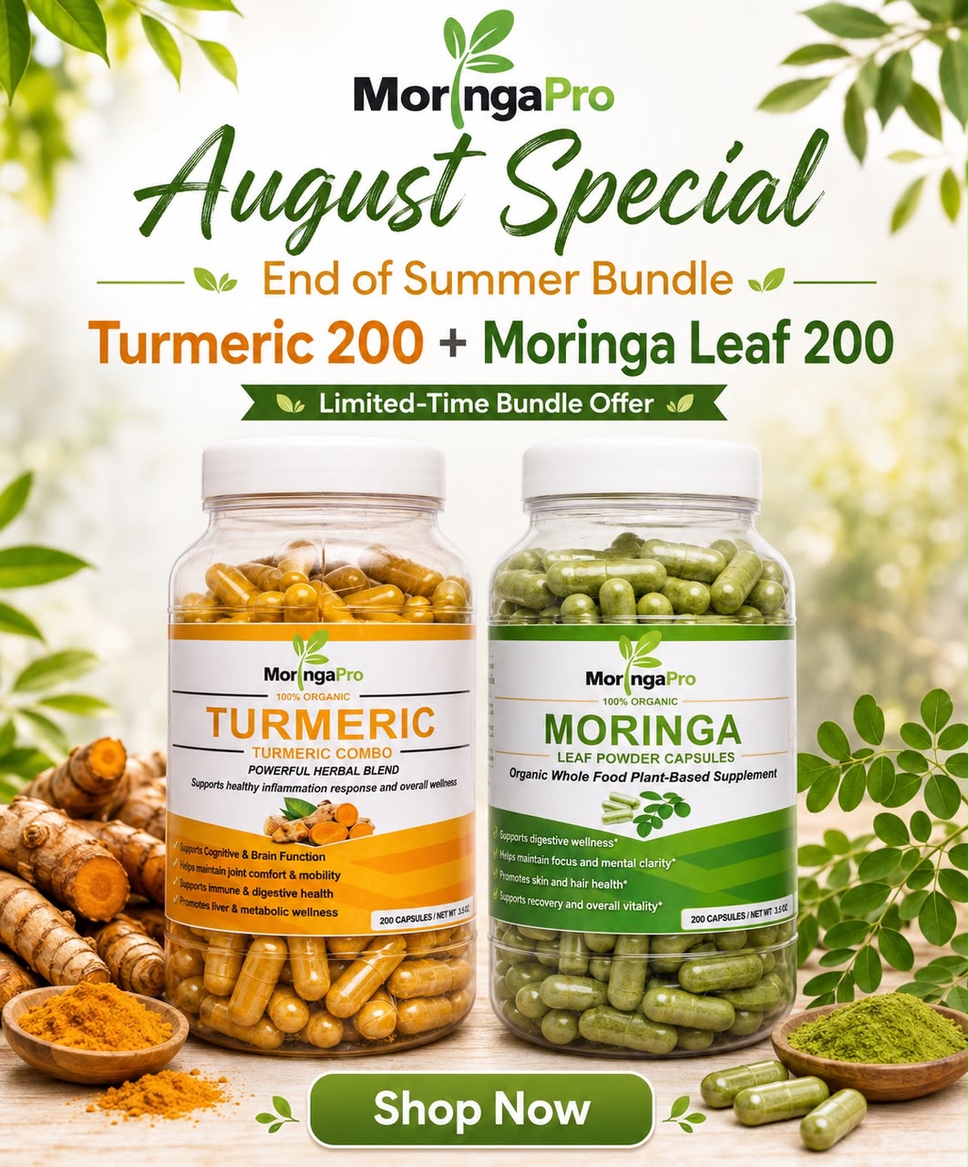 August Special: Turmeric 200 + Moringa Leaf 200 Bundle