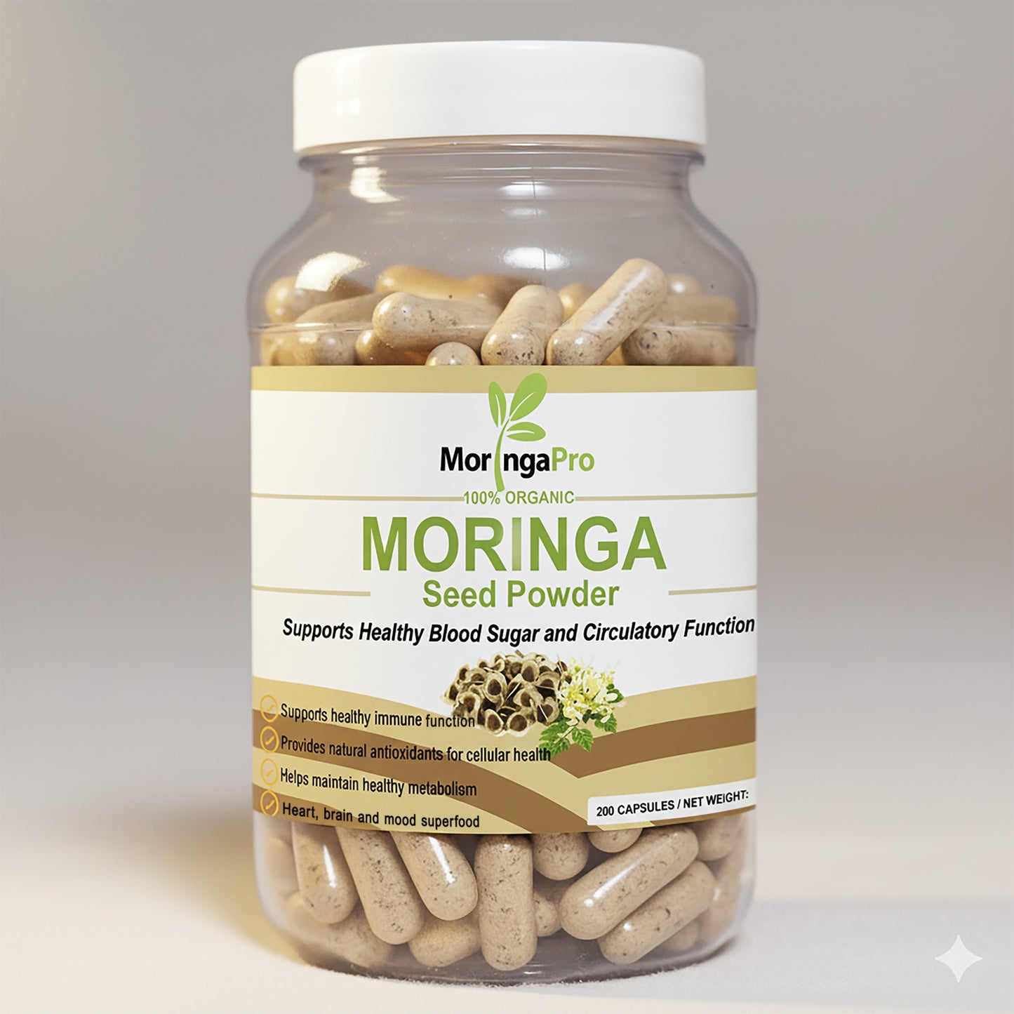 Moringa Oleifera Seed Capsules - Organic