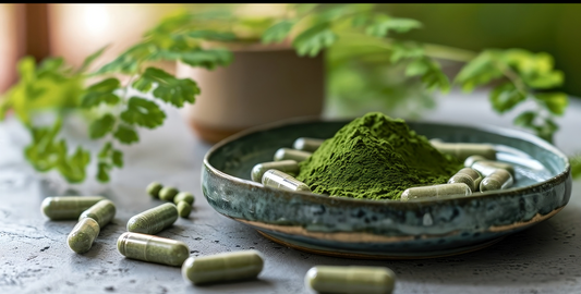 Moringa Leaf Powder 92 Nutrient Multi-Vitamin/Mineral Supplement .  BENEFITS  Regulates blood pressure and sugar Boosts energy and builds muscles