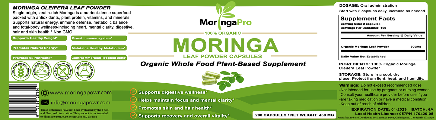 Moringa Leaf Capsules *Organic