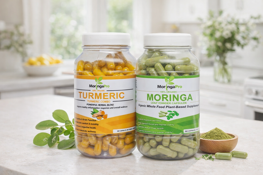 Organic Moringa (200 capsules) + Organic Turmeric (200 capsules)